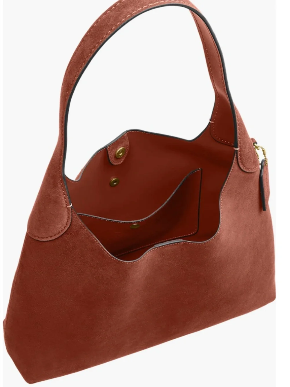 NWT $395 COACH Brooklyn 34 Suede Shoulder Bag in CLAY!